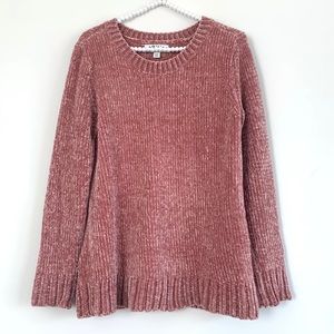 Orvis Pink Mauve Chenille Knit Chunky Sweater